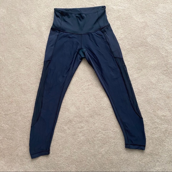 lululemon athletica Pants - Lululemon navy blue crop mesh leggings